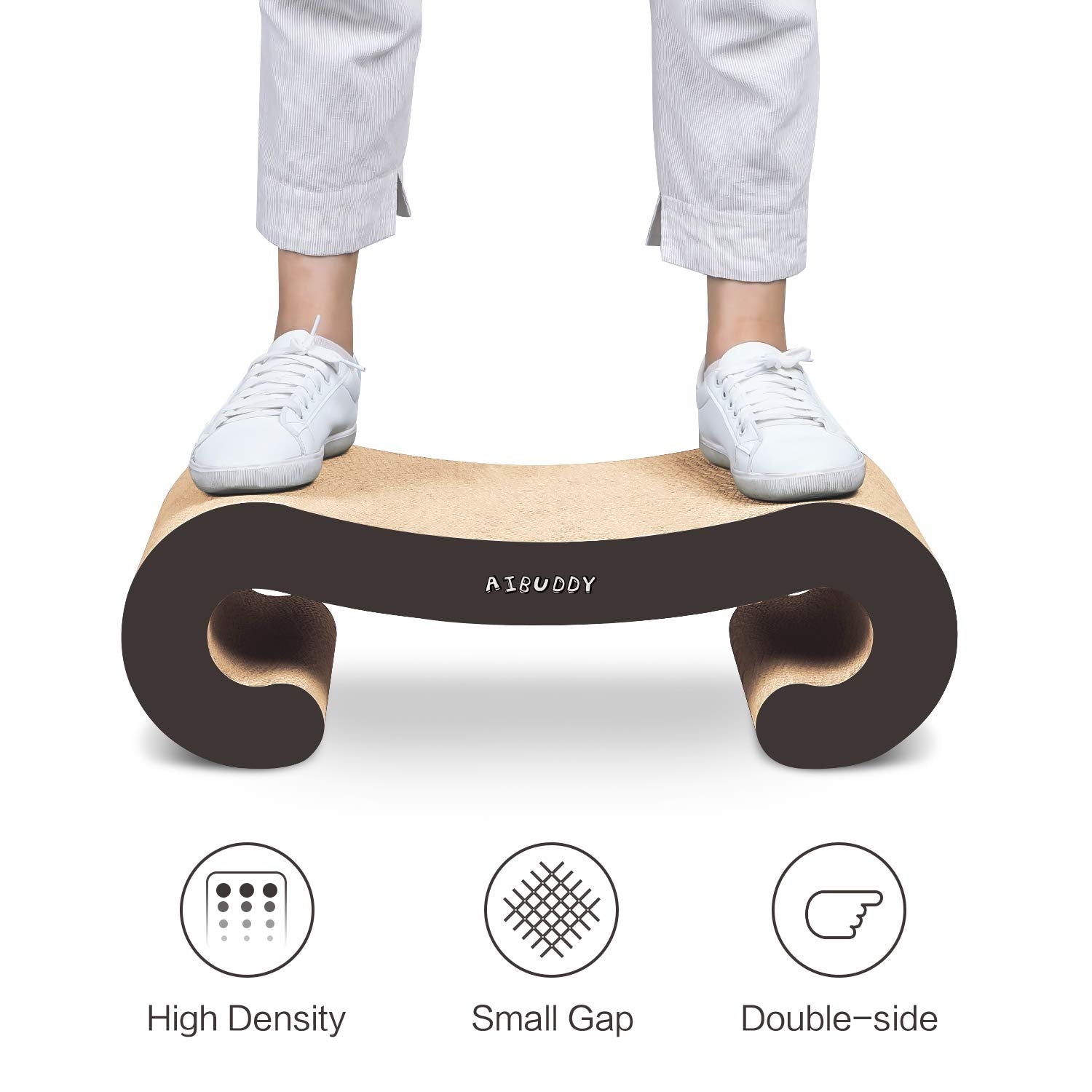 Aibuddy Cat Scratcher, 2 in 1 Cat Scratching Pad Post Bed Lounge with Catnip, Durable Cardboard & Construction (55 x 22 x 19 cm ?44 x 22 x 13.5cm)