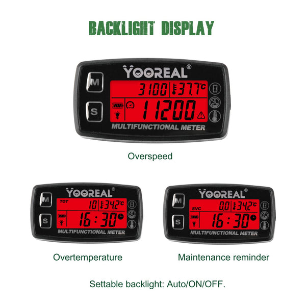 Yooreal Engine Temperature Gauge,TEMP Meter,User Shutdown Tachometer for Scooter Snowmobile Mini Bike Motorcycle Lawn Mower Generator Dump Truck