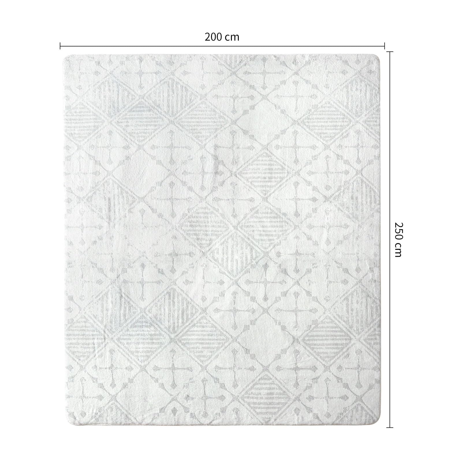 Leesentec Rugs Living Room Large Rug 200x250cm Cream Light Grey White Abstract Modern Geometrical Short Pile Rugs Easy Care Soft Non-slip Carpet