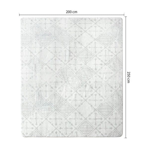 Leesentec Rugs Living Room Large Rug 200x250cm Cream Light Grey White Abstract Modern Geometrical Short Pile Rugs Easy Care Soft Non-slip Carpet