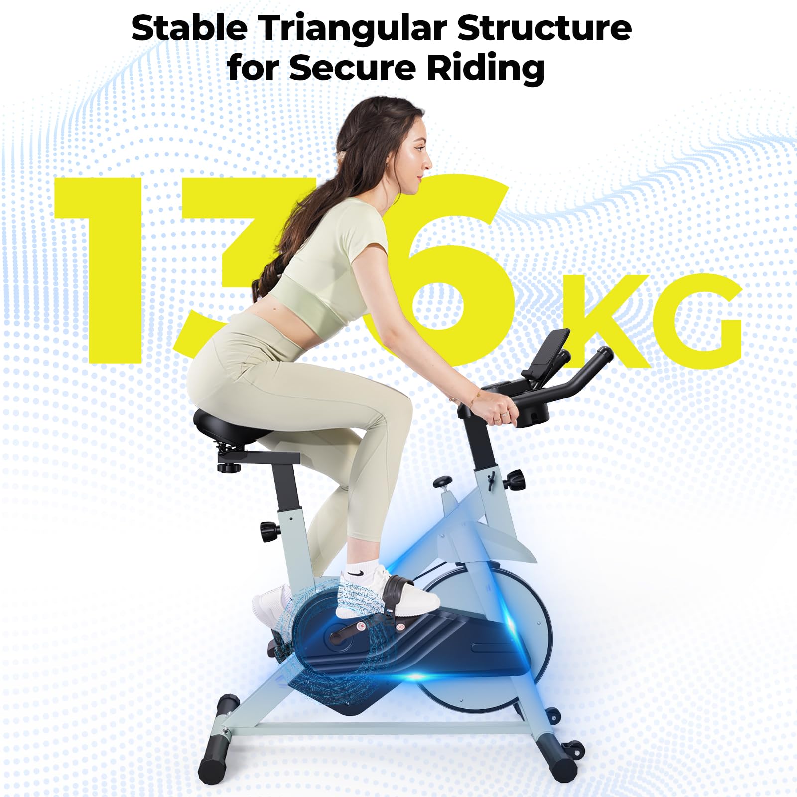 Lacuffy Exercise Bike Indoor Bike with LCD Display Magnetic Stationary Bike Durable Ultra-Quiet 136 kg Max Load Exercise Equipment with App for Home Use