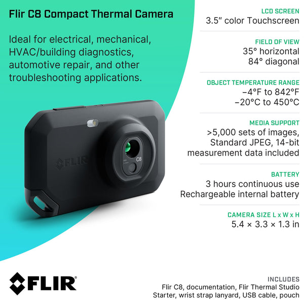 FLIR C5 Compact Thermal Imaging Camera with Wifi: High Resolution Infrared Imager for Inspection, Electrical/Mechanical, Building, and HVAC Applications