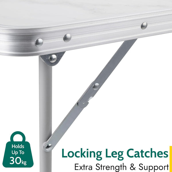 Trail Portable Folding Camping Table, Outdoor Garden Picnic Fishing Festival Beach, Heavy Duty Tubular Steel Legs, Water Resistant Laminate Top, Lightweight with Handle (L80cm x W60cm x H67cm / 3.5kg)