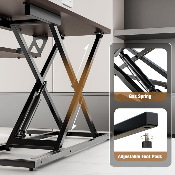 ERGOMAKER Height Adjustable Standing Desk Converter - 101cm (40 Inch) Wide Platform Tabletop Workstation - Quick Sit to Stand Desk Riser for Dual Monitors White
