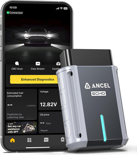 ANCEL ECHO OBD2 All System Diagnostic Scan Tool Bluetooth, Wireless Scanner Check Engine Car Code Reader for iOS Android, Smog Check, Oil Reset, Vehicle Performance Test, Active Test, Lifetime Update