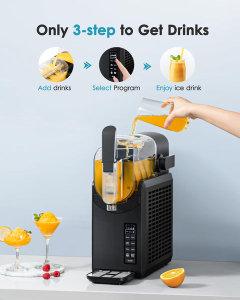 EUHOMY Slush Machine 2.6L Large Capacity Professional Frozen Drink Maker, No Ice Needed, Self-Cleaning, 5 Preset Programs & Child Lock, Slushie Machine for Frappés, Milkshake, Cocktail, Wine