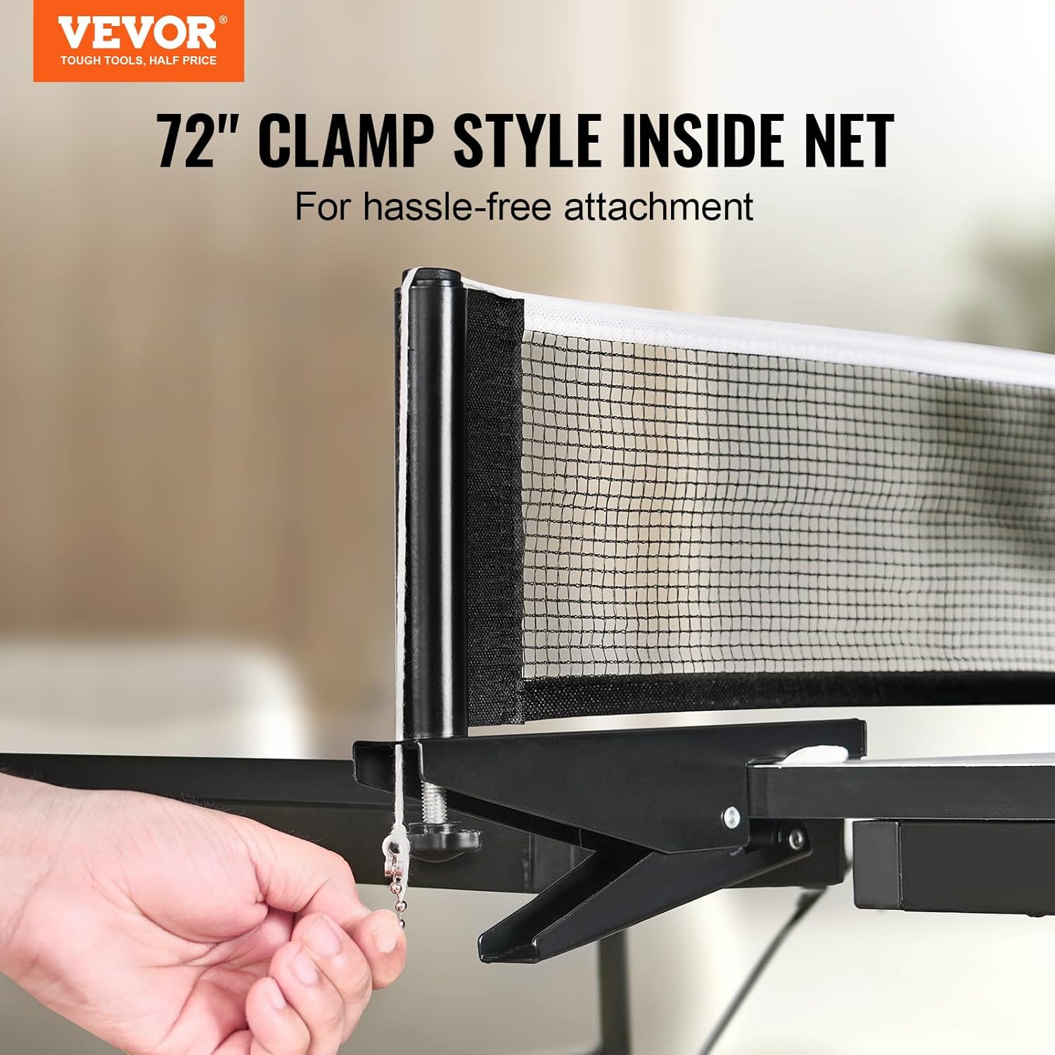 VEVOR Ping Pong Table, Professional Table Tennis Game, Indoor MDF Portable Table Tennis Table, Foldable Ping Pong Table with Quick Clamp Net and Lockable Wheels, 10 Minute Easy Assembly, 25mm Tabletop