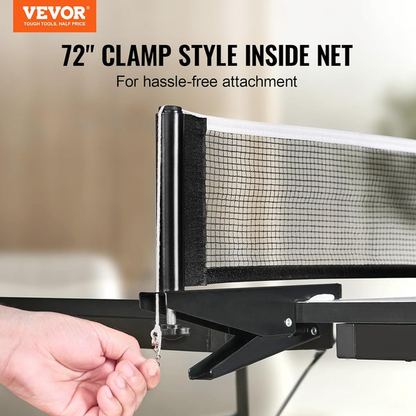 VEVOR Ping Pong Table, Professional Table Tennis Game, Indoor MDF Portable Table Tennis Table, Foldable Ping Pong Table with Quick Clamp Net and Lockable Wheels, 10 Minute Easy Assembly, 25mm Tabletop