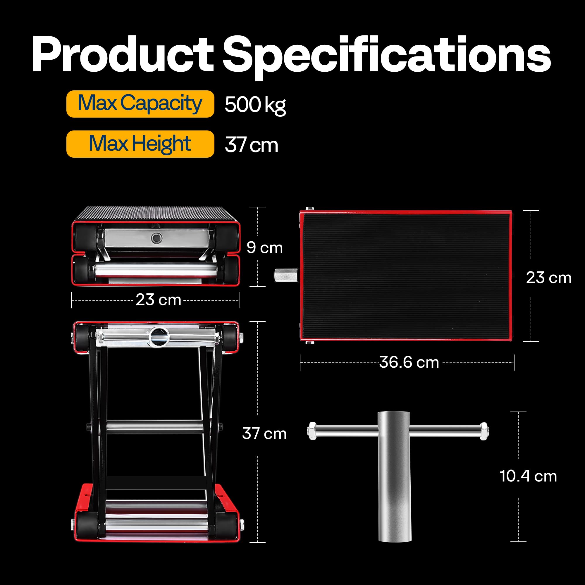 VIVOHOME Motorcycle Scissor Lift Jack Height Adjustable Heavy Duty Steel with Anti Slip Wide Deck Hoist Crank Center Stand 500KG Capacity for Motorcycles, ATVs, Dirt Bikes