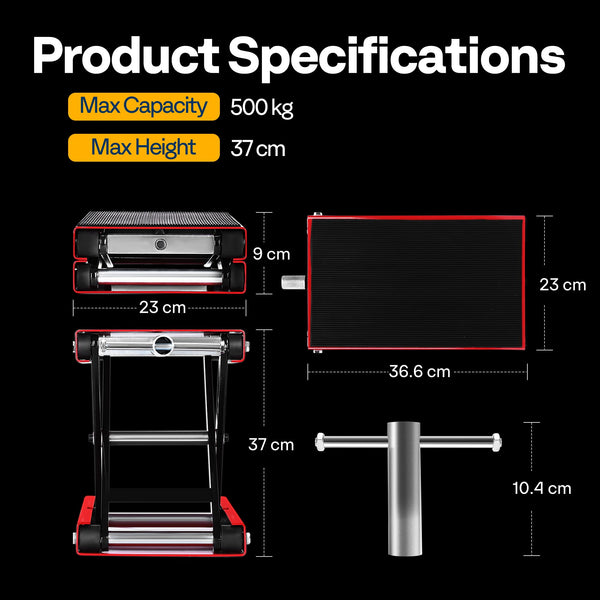 VIVOHOME Motorcycle Scissor Lift Jack Height Adjustable Heavy Duty Steel with Anti Slip Wide Deck Hoist Crank Center Stand 500KG Capacity for Motorcycles, ATVs, Dirt Bikes