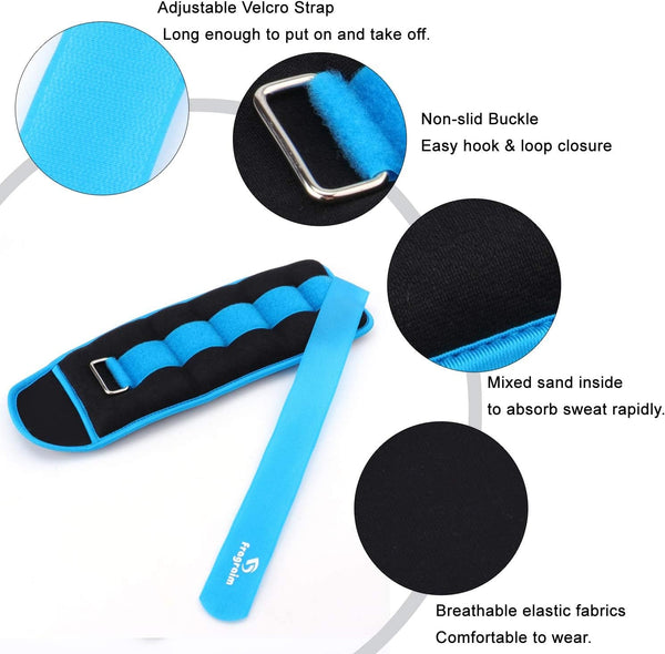 Fragraim Ankle Weights for Women, Men and Kids - 3kg x 2 Strength Training Leg/Wrist/Arm Weight with Adjustable Strap for Pilates, Jogging,