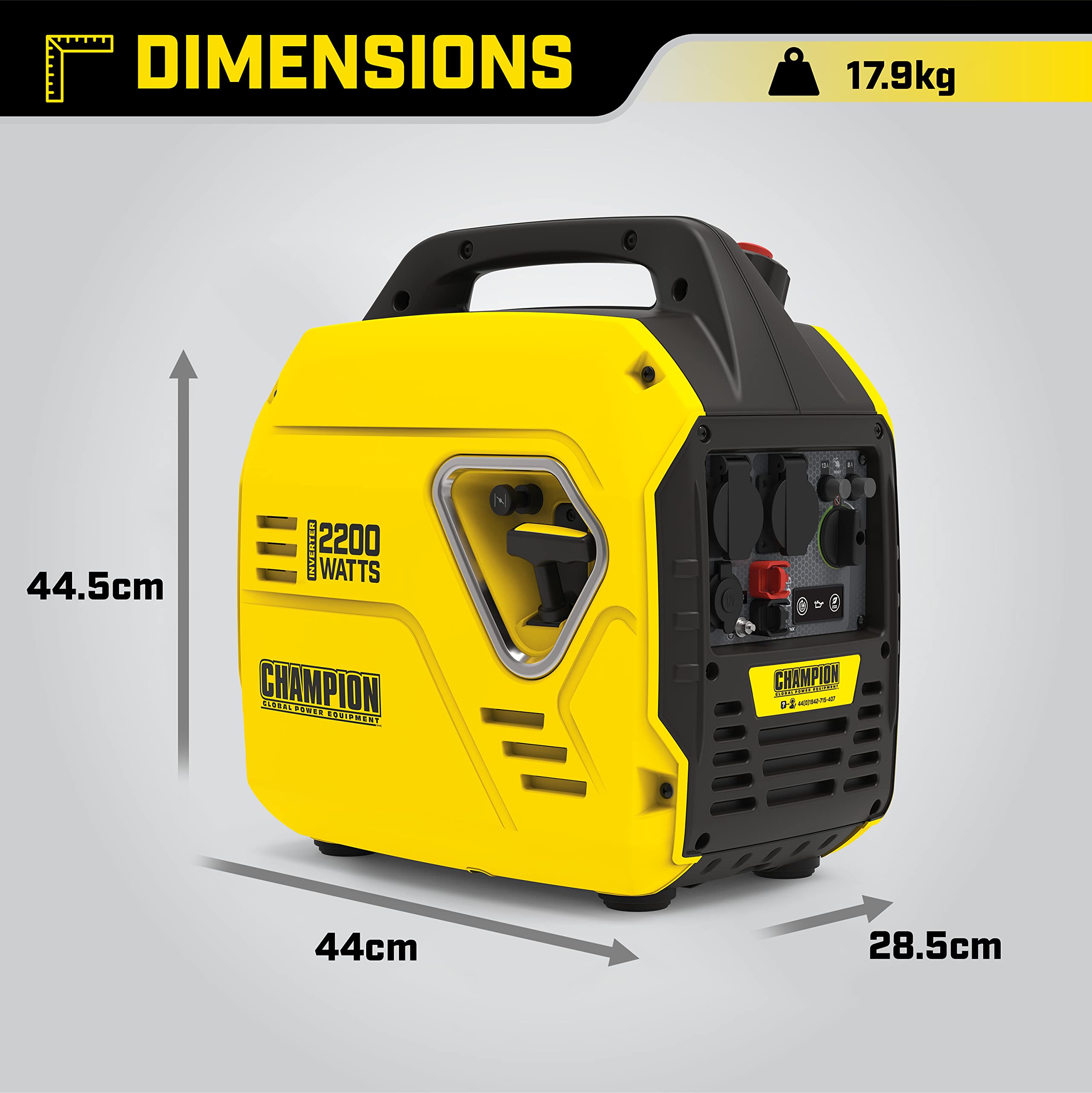 Champion Power Equipment 92001i 2200 Watt LPG Dual Fuel Portable Inverter Generator - 80cc Engine, 4.1L, Petrol or Propane - Lightweight, True Sine Wave, EZ Start, Fuel Fill Assist LED, Ultra Quiet