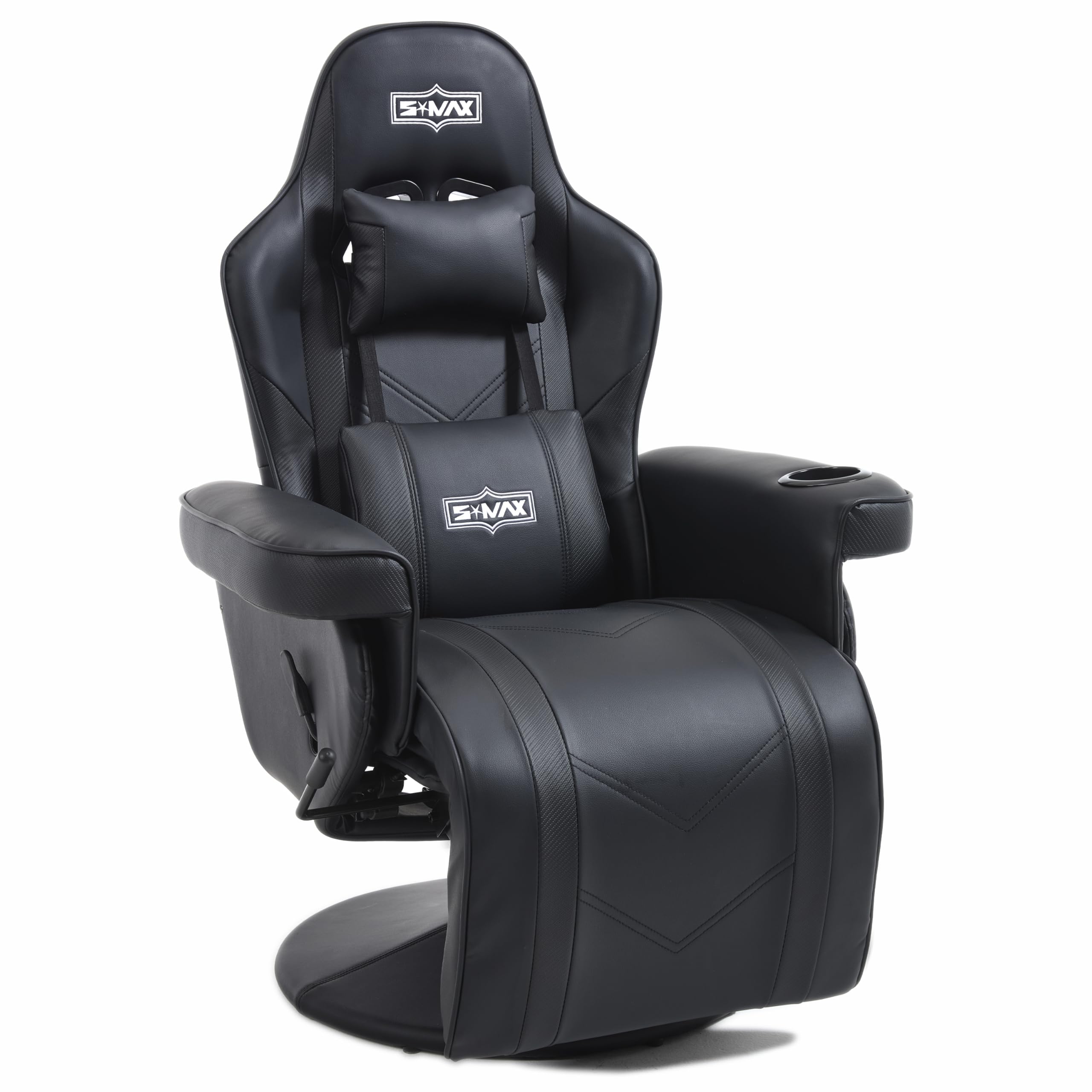 S*MAX Gaming Chair Recliner Height Adjustable Ergonomic Higher Back and Wider Lumbar Support Swivel PU Leather Gaming Chair with Footrest Cup Holder Gamer Chairs for Adults Black X Large