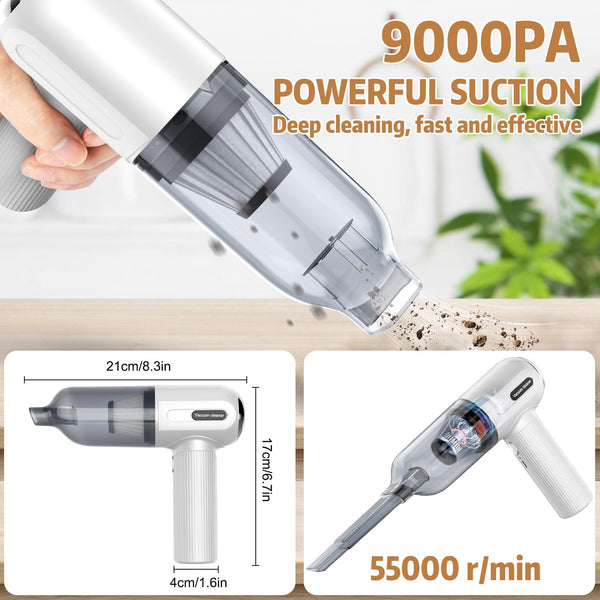 Handheld Vacuum Cordless, 9000Pa Powerful Car Vacuum Cleaner, Rechargeable Portable Lightweight Mini Vacuum Cleaner, USB Car Vacuum Cleaner Car Cleaner for Pet Hair, Car, Home, Office, Kitchen