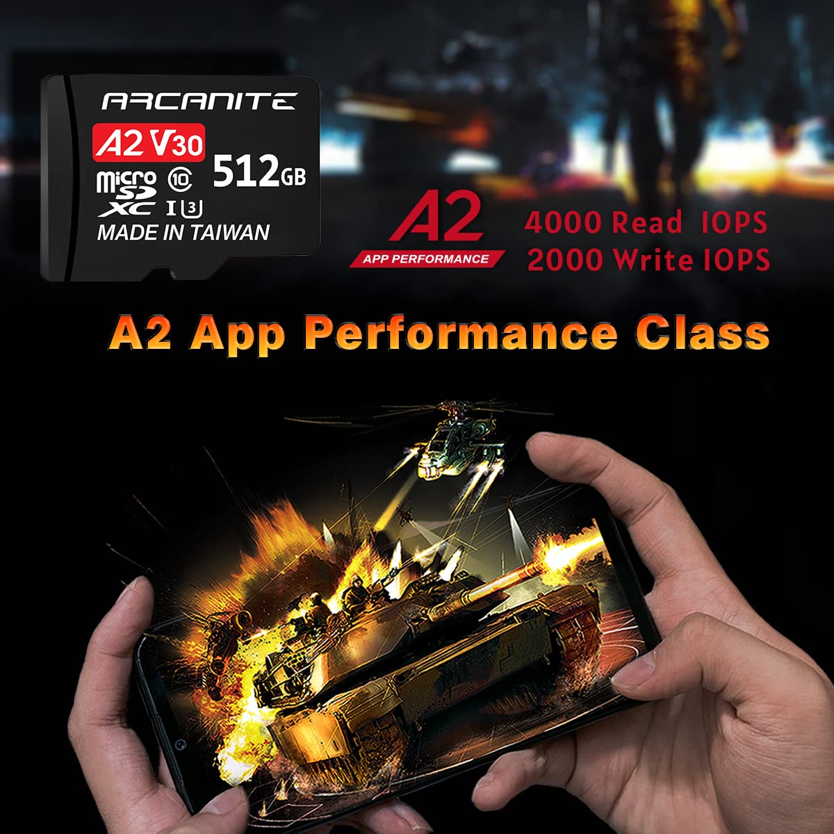 ARCANITE 64GB microSDXC Memory Card with Adapter - A1, UHS-I U3, V30, 4K, C10, Micro SD, Optimal read speeds up to 90 MB/s