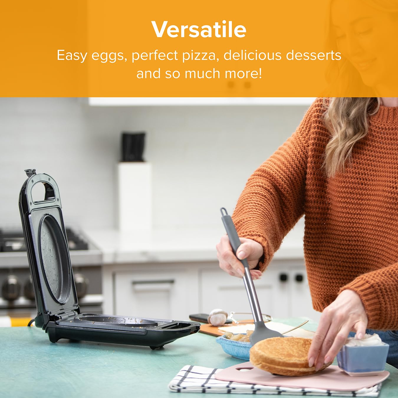 5 Minute CleverChef - 700W - Non-Stick Multicooker - Great for Steaks, Omelettes, Toasties, Pizzas & Dessert Maker - Free Drew&Cole Recipe App - Quick Meals - Cool-Touch Handle & Auto Temp Sensor