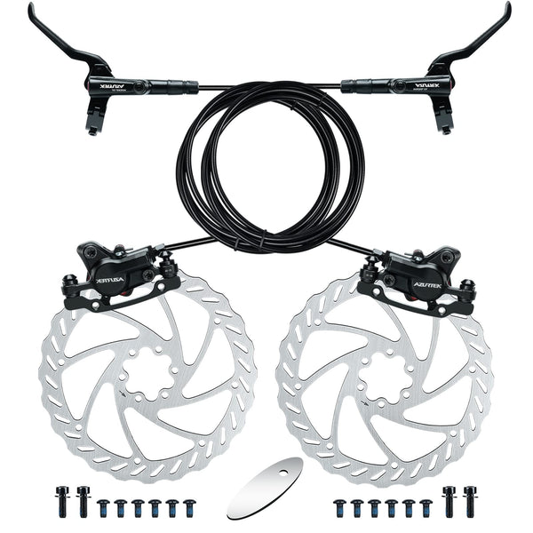 RUJOI Bike Disc Brake Kit, Hydraulic Disc Brake Set with Aluminum Oil Pressure Caliper and Full Aluminum Alloy Bicycle Brake Lever, 2 pcs 160mm Rotor,
