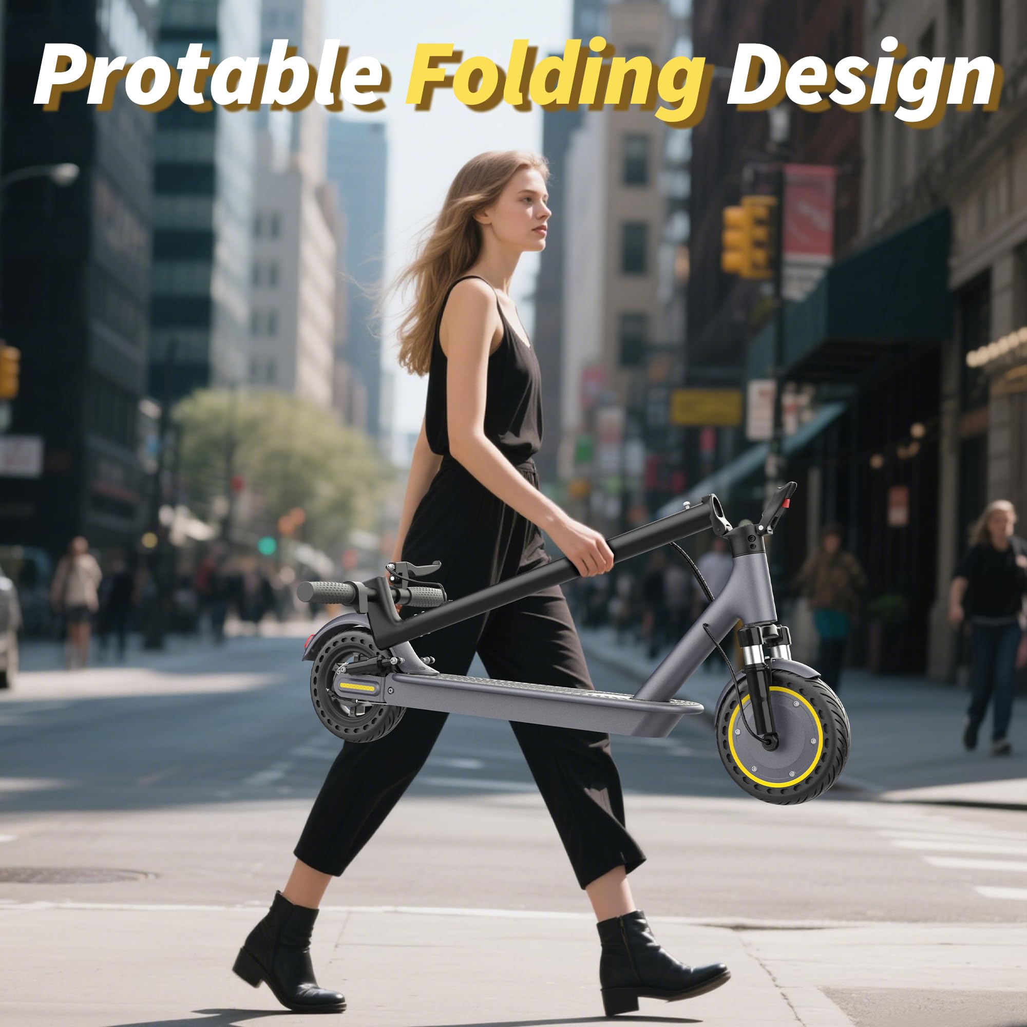 Electric Scooter, Electric Scooter Adult 350W with 25-35KM Range, Max Speed 25KM/H, 8.5" Solid Tire, Double Braking System for Adults and Teens