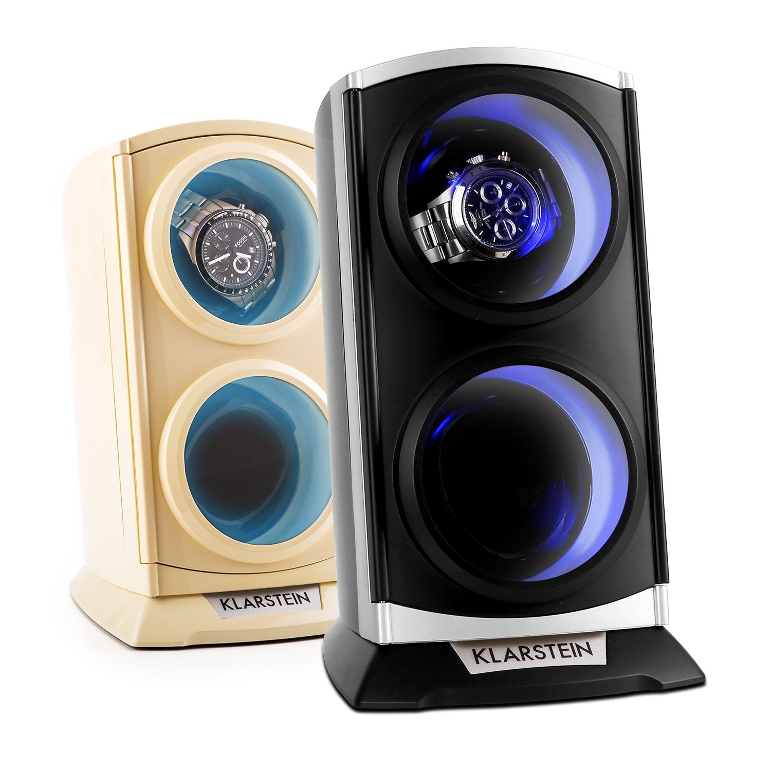 KLARSTEIN St. Gallen Premium - Automatic Watch Winder, Rotator, Holder, Case for 2 Watches, 4 Speeds, Right-Left Running