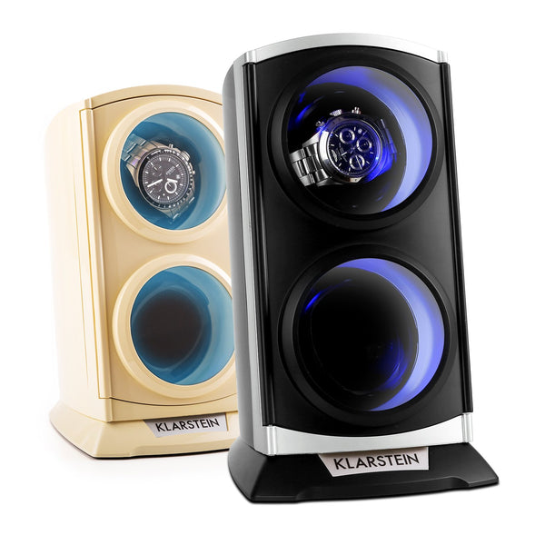 KLARSTEIN St. Gallen Premium - Automatic Watch Winder, Rotator, Holder, Case for 2 Watches, 4 Speeds, Right-Left Running
