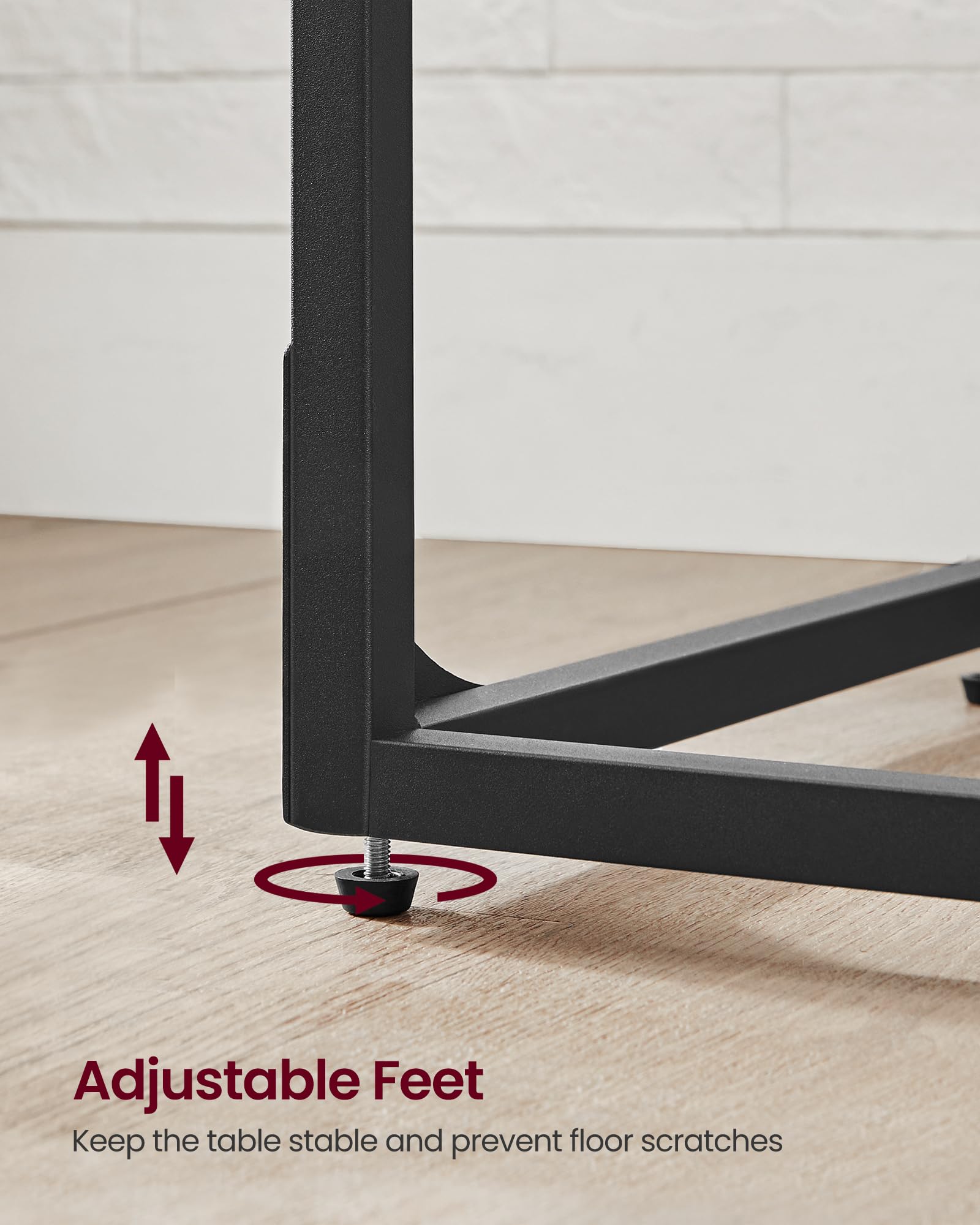 VASAGLE C-Shaped Side Table, Bedside Table, Sofa Side Table, Coffee Table, with Metal Frame, Industrial, for Living Room, Bedroom, Rustic Brown and Black LET350B01