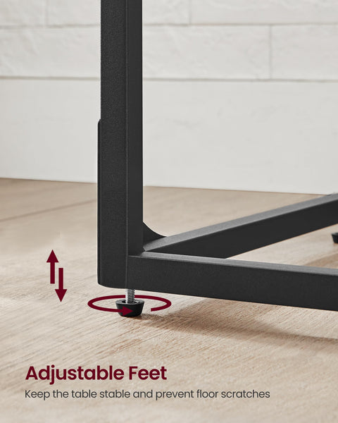 VASAGLE C-Shaped Side Table, Bedside Table, Sofa Side Table, Coffee Table, with Metal Frame, Industrial, for Living Room, Bedroom, Rustic Brown and Black LET350B01