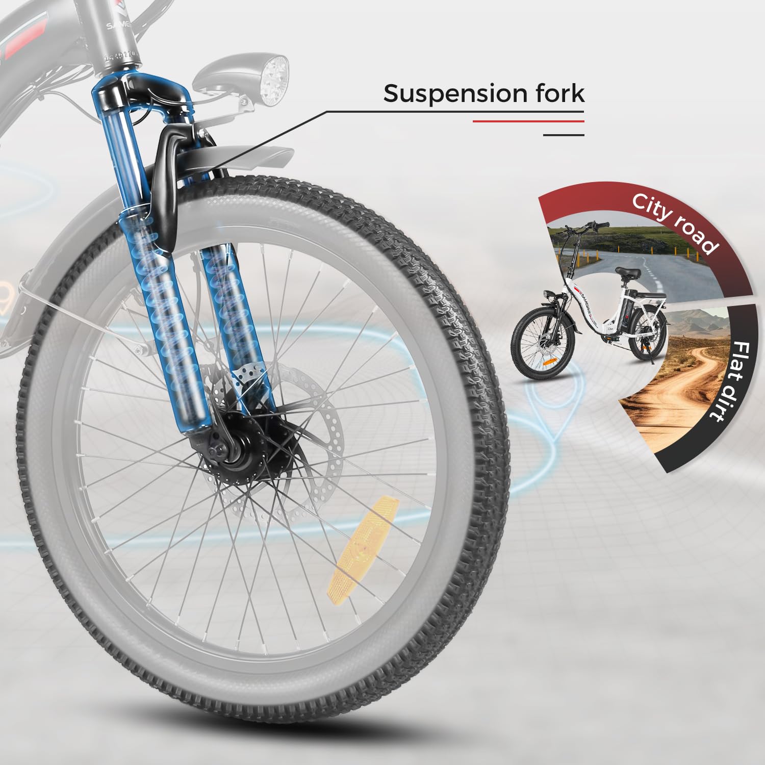 SAMEBIKE Shiman0 7-Speed Foldable Electric Bike for Adults, 20"*2.35 Fat Tire Ebike, Max Range 110KM, Dual Shock Absorber, E-bike for Commuting and Off-Road Adventures