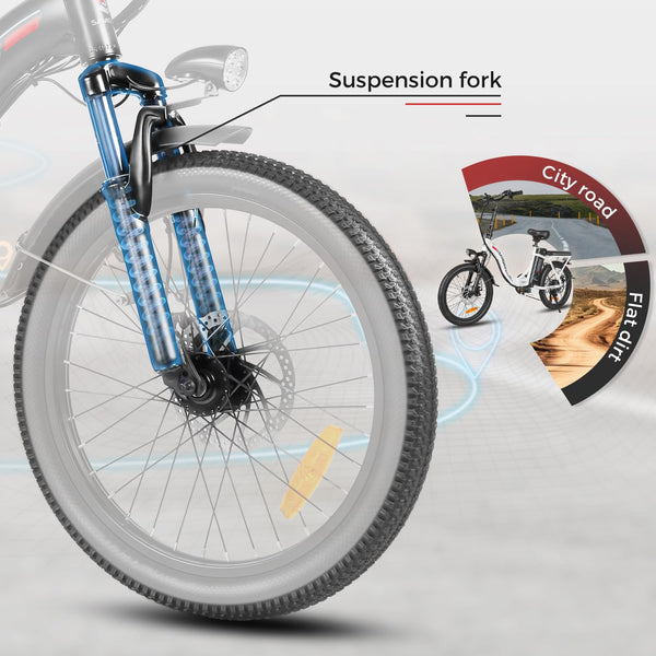 SAMEBIKE Shiman0 7-Speed Foldable Electric Bike for Adults, 20"*2.35 Fat Tire Ebike, Max Range 110KM, Dual Shock Absorber, E-bike for Commuting and Off-Road Adventures