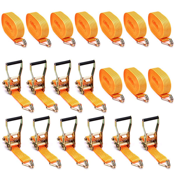 maXpeedingrods 10 x Lashing Straps Ratchet Strap Tie Down 5000kg x 6m x 50mm Heavy Duty Trailer Tension Belts with Iron Handle and Double J Hook 5000kg 5Ton