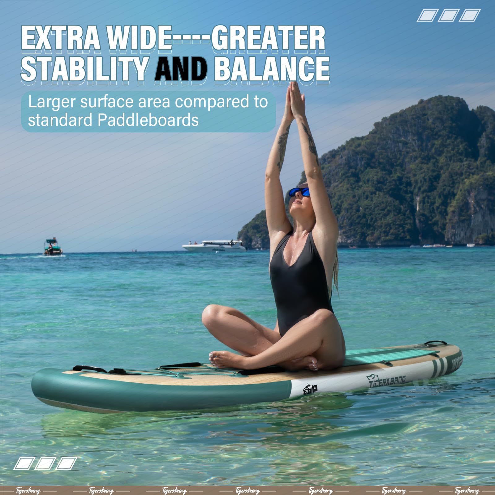 TIGERXBANG Paddle Board, 10.8' Stand Up Paddleboarding with Premium Complete Inflatable SUP Accessories, Extra Wide Paddleboards for Adults & Kids-Pandora Collection
