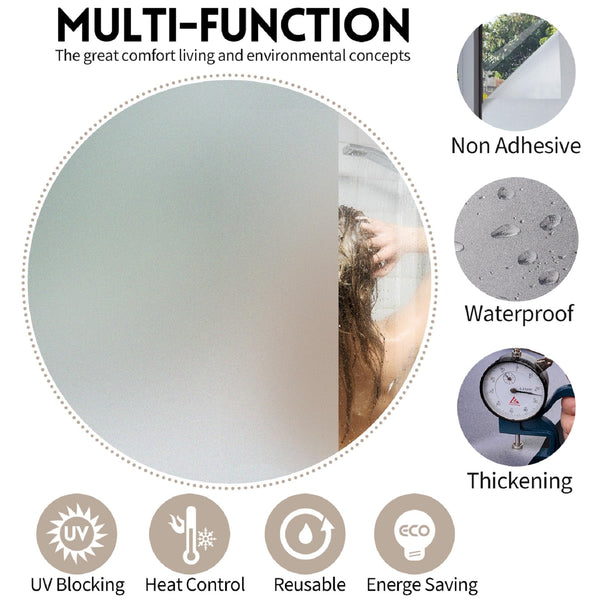 KESPEN Frosted Window Film Privacy, Total Privacy Film For Glass Windows, No Glue Anti UV Static Cling Heat Blocking Film, 60 X 400 cm