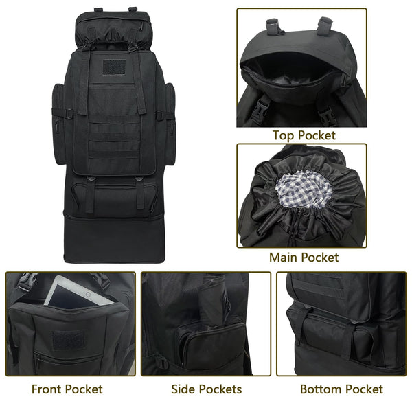 Wesoke 80L 100 liters Camping Hiking Backpack for Men, Extra Large Survival Hunting Backpack, Waterproof Big Molle Military Tactical Rucksack, Oversized Outdoor Sport Travel Daypack