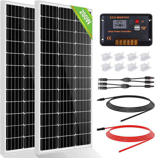 ECO-WORTHY 100 Watt 12V Solar Panels Kit + 20A Charge Controller for Off-Grid 12 Volt Battery System