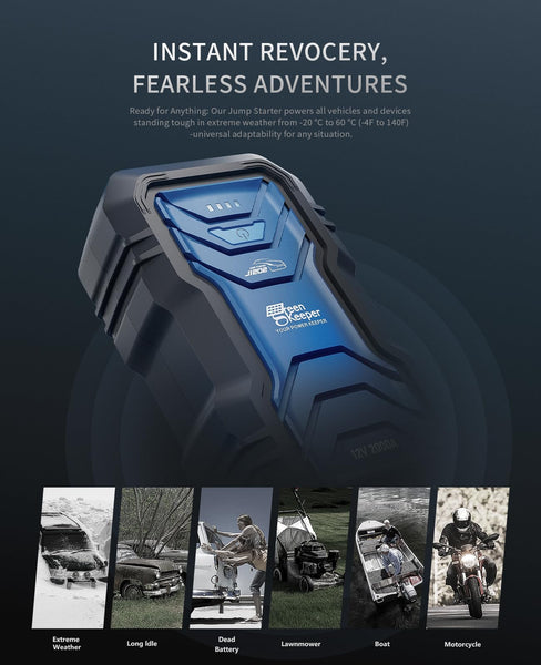 Jump Starter Power Pack Car Battery Starter 2000A 12V for 7.0L Gas & 6.5L Diesel with 12V/6A Output Extension Port, Portable Car Battery Booster 16000mAh Power Bank, High-Efficiency for All Weather