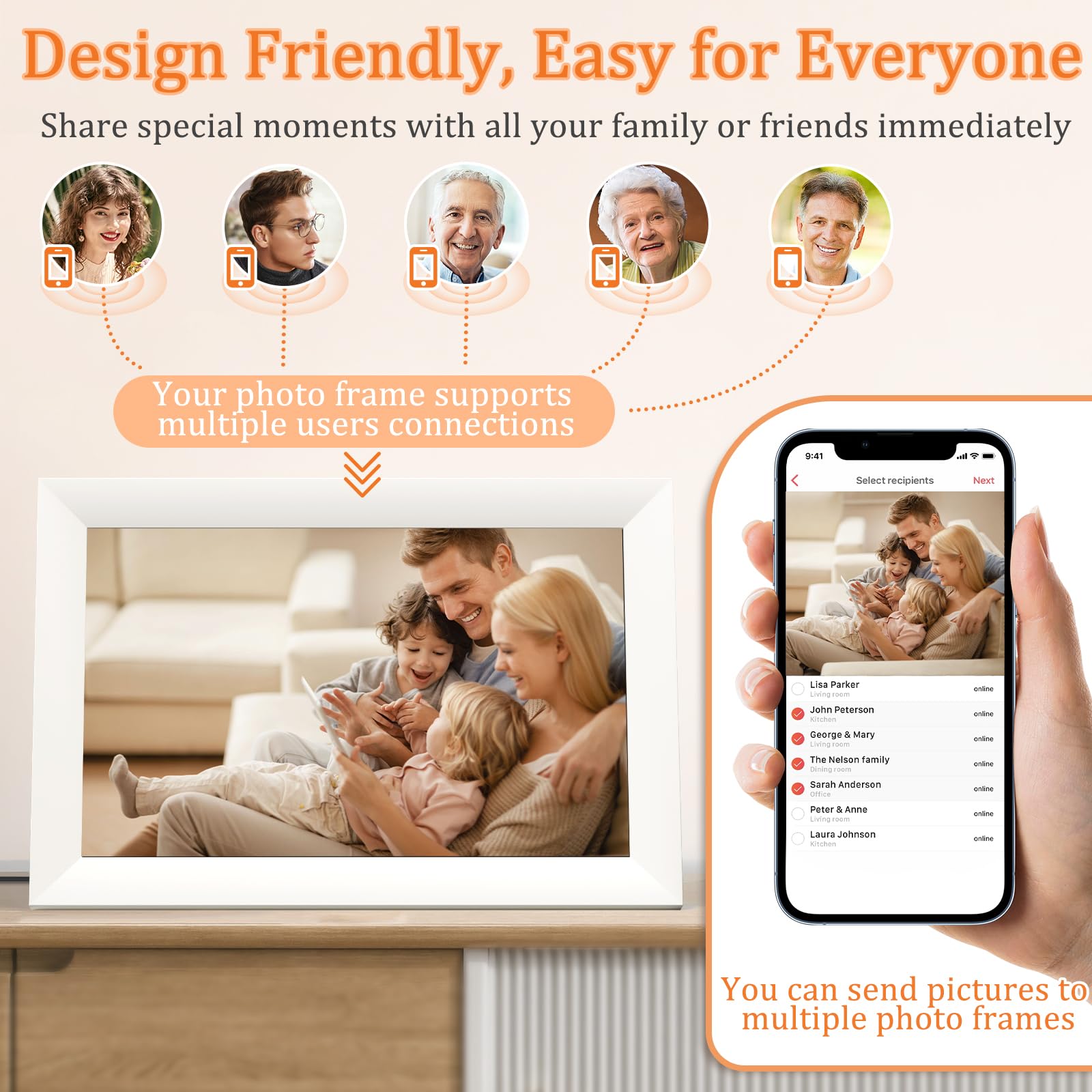 Hesmor 15.6 Inch Digital Photo Frame WiFi Frameo Picture Frame, 1920x1080 FHD IPS Touchscreen, 32GB Auto Rotate, Electronic Photo Frames Share Photos/Videos Anywhere