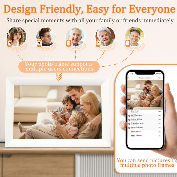 Hesmor 15.6 Inch Digital Photo Frame WiFi Frameo Picture Frame, 1920x1080 FHD IPS Touchscreen, 32GB Auto Rotate, Electronic Photo Frames Share Photos/Videos Anywhere