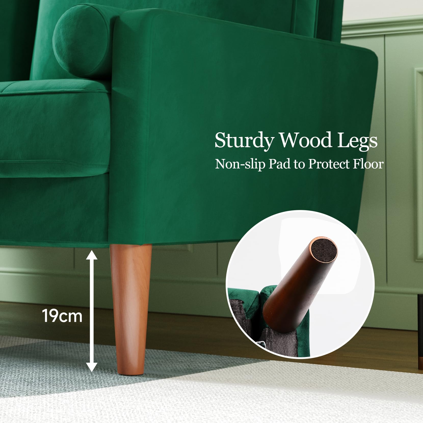 Vesgantti Small 2 Seater Sofa Blue, Comfy Sofa Couch with Spring Cushion, Velvet Sofa with Wood Legs, Modern Love Seat Sofa, Sofa 2 Seater for Living Room, Small Sofa for Bedroom, Blue Office Sofa