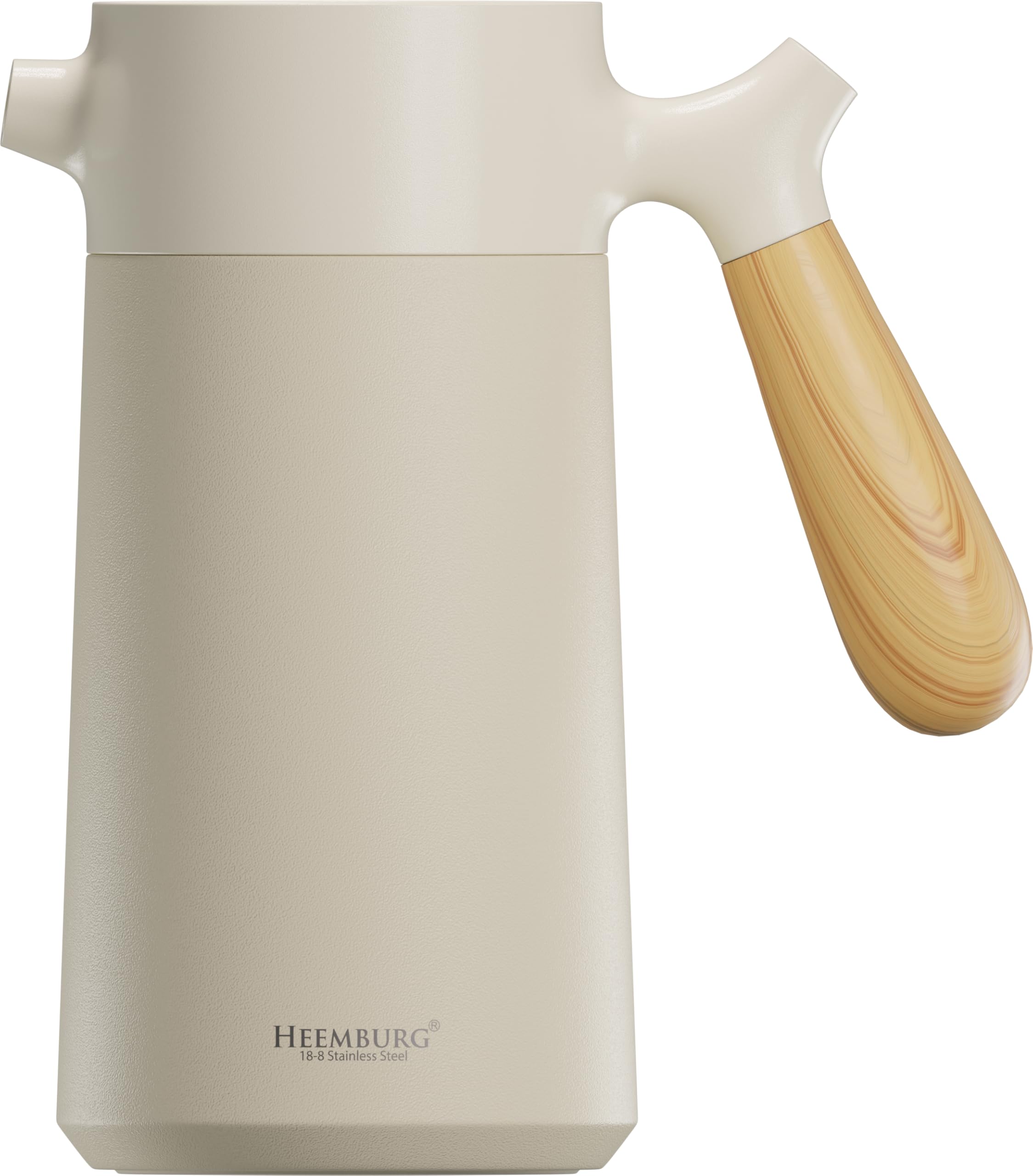 Heemburg French Press Coffee Maker Cafetiere Thermo Double Wall Insulated Vacuum Stainless Steel Manual Brewer (White)