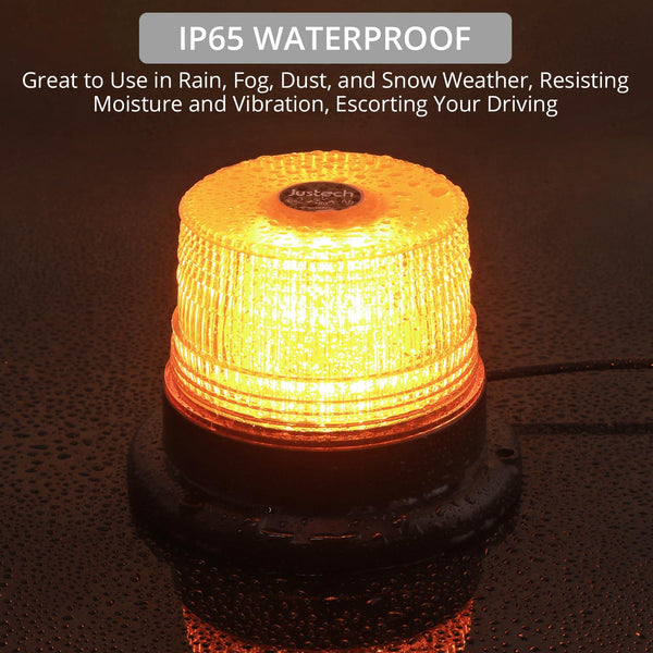 Justech 12/24V 40W 40 LED Flashing Beacon Light Emergency Warning Strobe Light Amber Strobe Lights 7 Flash Modes Waterproof with Magnetic Base for Truck Vehicle