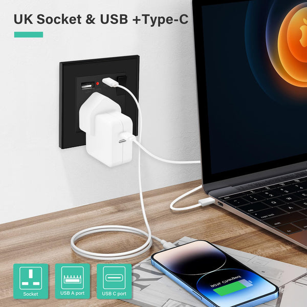 BSEED Double Socket 13A with LED Indicator, Double Switched Wall Socket 2 Gang UK Standard, Electric Switched Plug Power Wall Outlet with Glass Panel, Grey