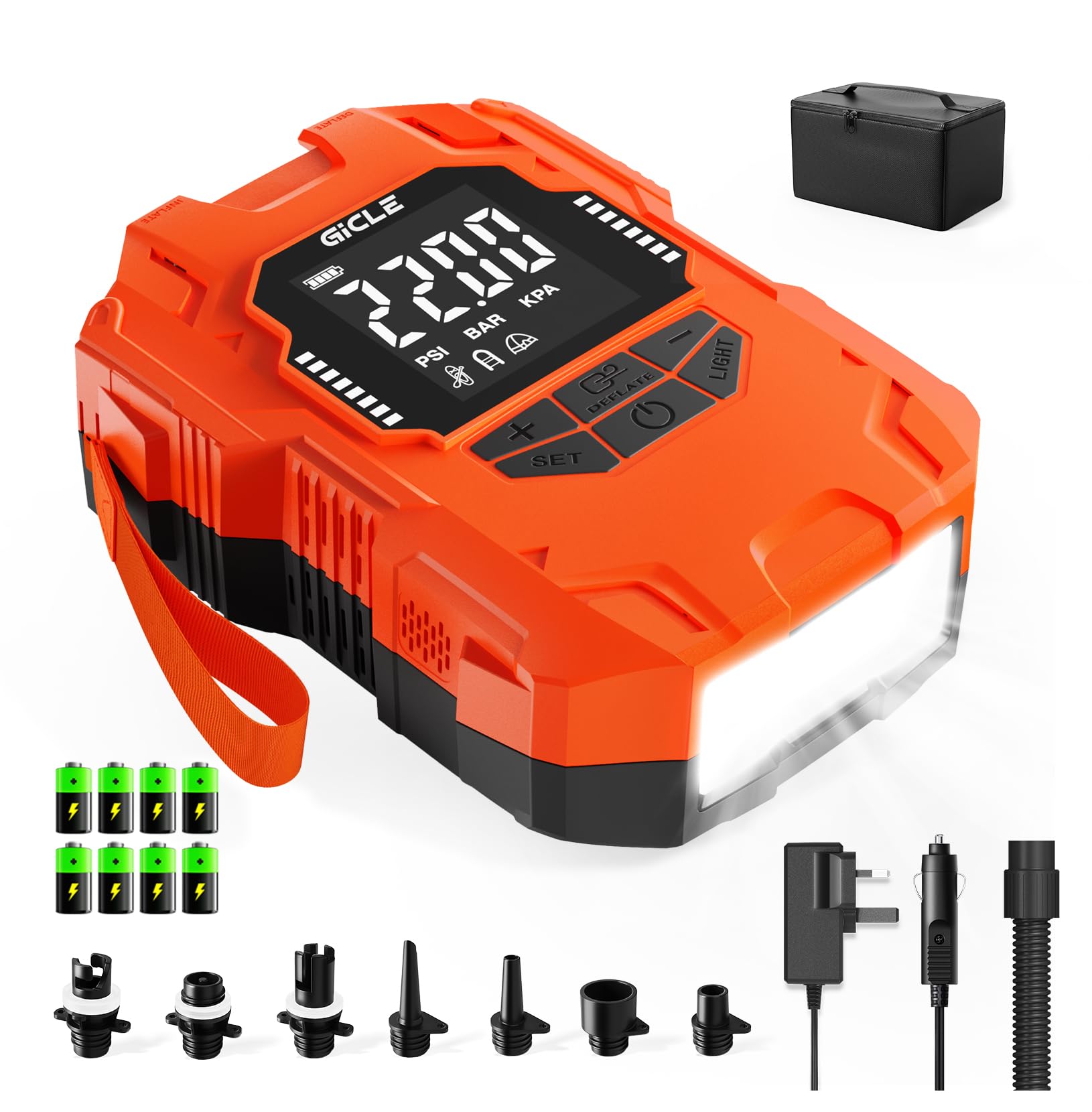 Gicle Rechargeable Paddleboard Electric Pump,Portable 22psi Sup Electric Pump Rechargeable 36W Type C Inflator And Deflator 12V DC for Paddle Board,Boat,Water Sports