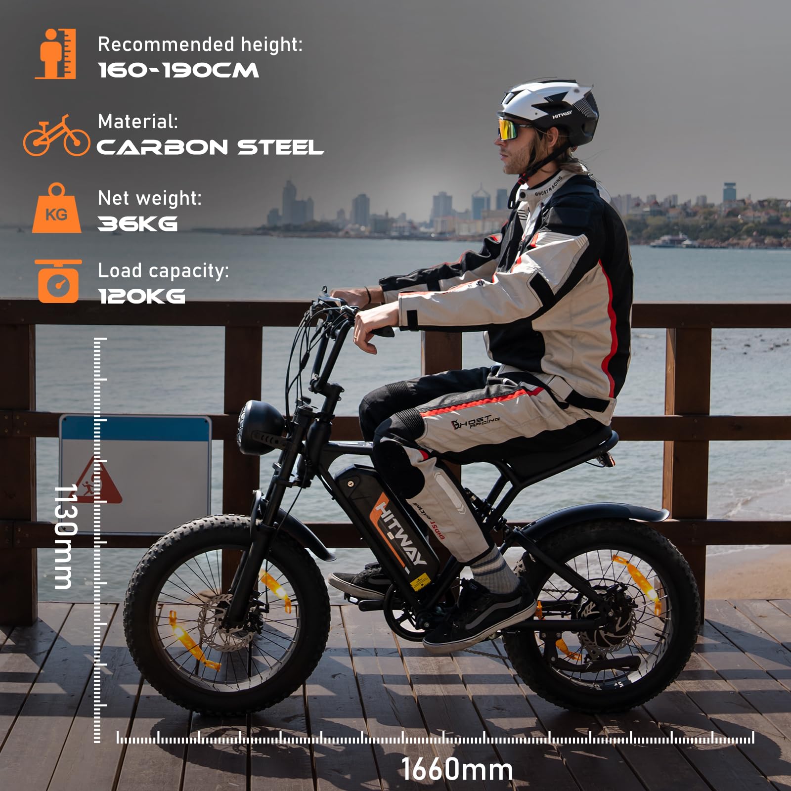 HITWAY Electric Bicycle, 20 * 4.0 inch Off-Road EBIKE for Adults with 250W Motor and 48V 15Ah/2 * 48V13Ah Battery, 7 Speed Snow Bike range 45-150 km