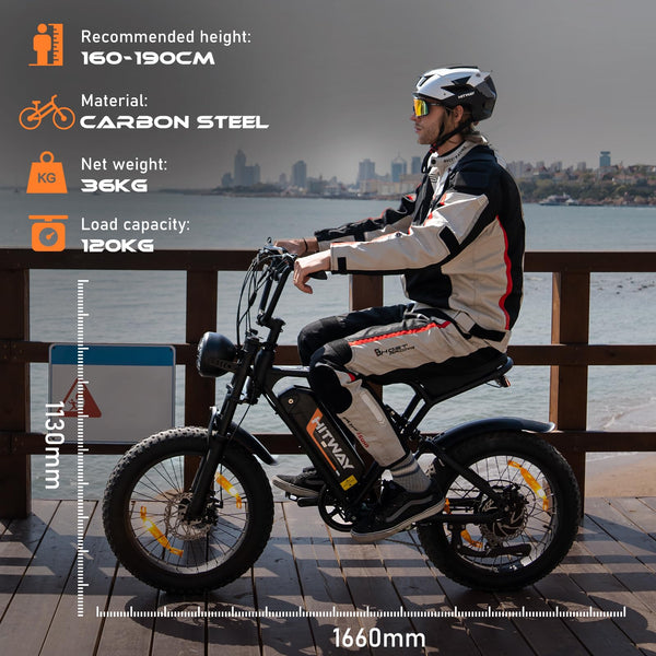 HITWAY Electric Bicycle, 20 * 4.0 inch Off-Road EBIKE for Adults with 250W Motor and 48V 15Ah/2 * 48V13Ah Battery, 7 Speed Snow Bike range 45-150 km