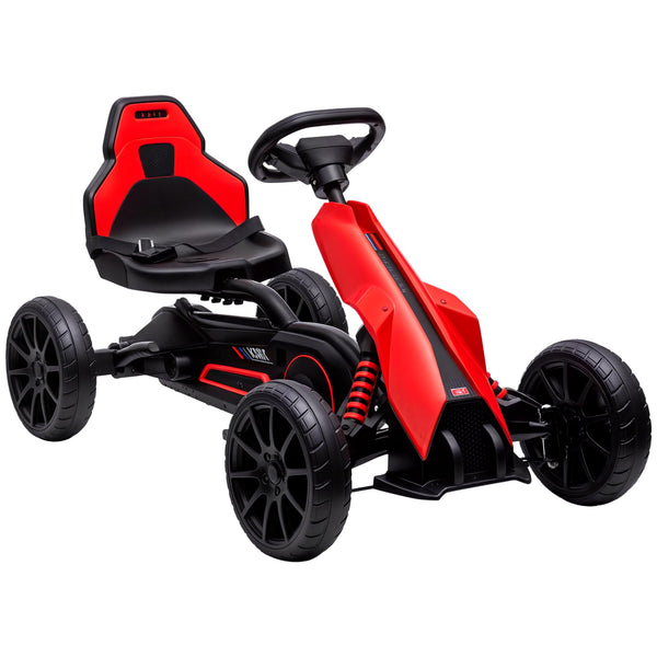 HOMCOM Children Pedal Go Kart, Kids Ride On Racer with Adjustable Seat, Swing Axle, Shock Absorption EVA Tyres, Handbrake, for Ages 3-8 Years, Red
