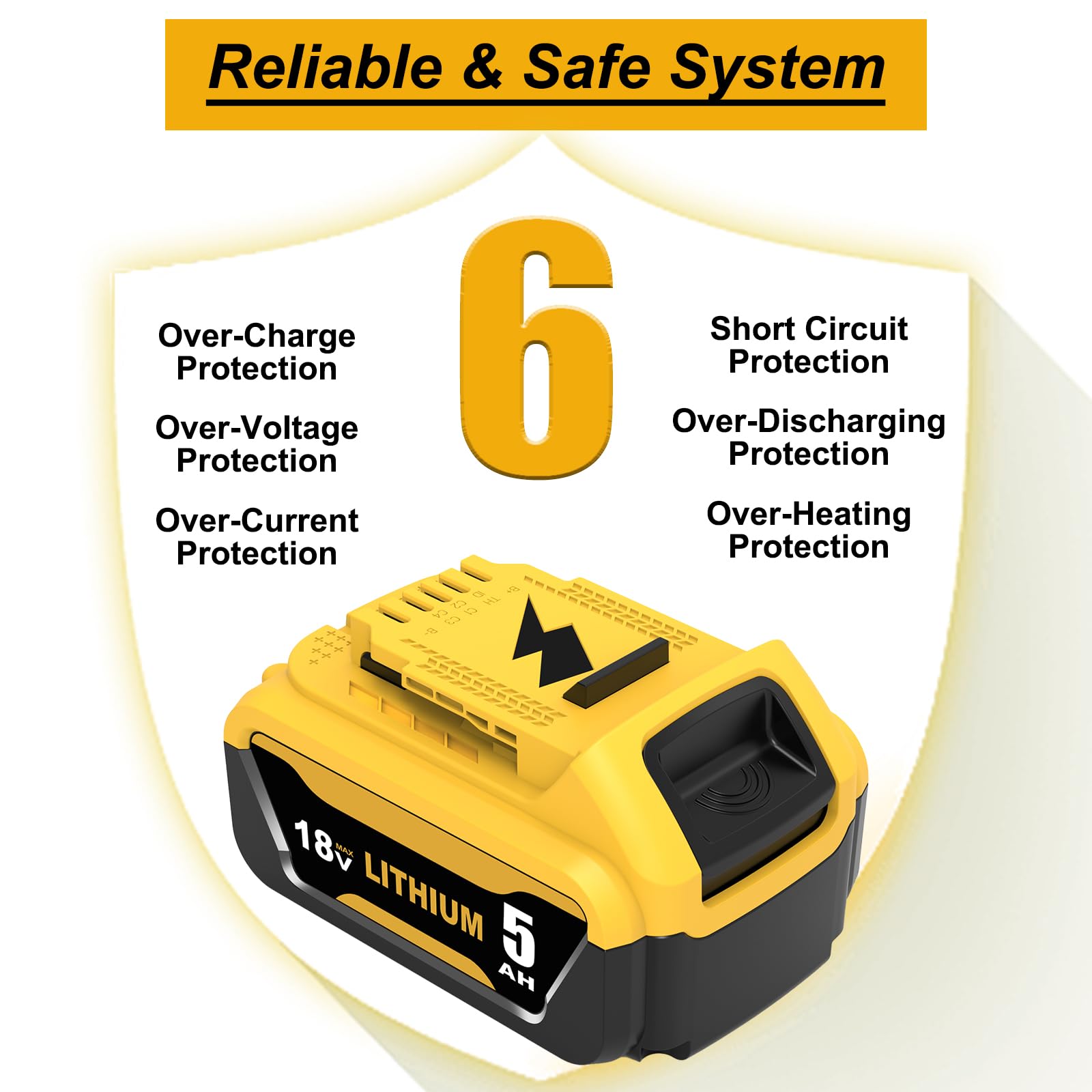 2X 5000mAh Replacement for dewalt battery 18V for dewalt battery DCB184 DCB180 DCB181 DCB182 DCB200 DCB201 DCB204 with LED Indicator