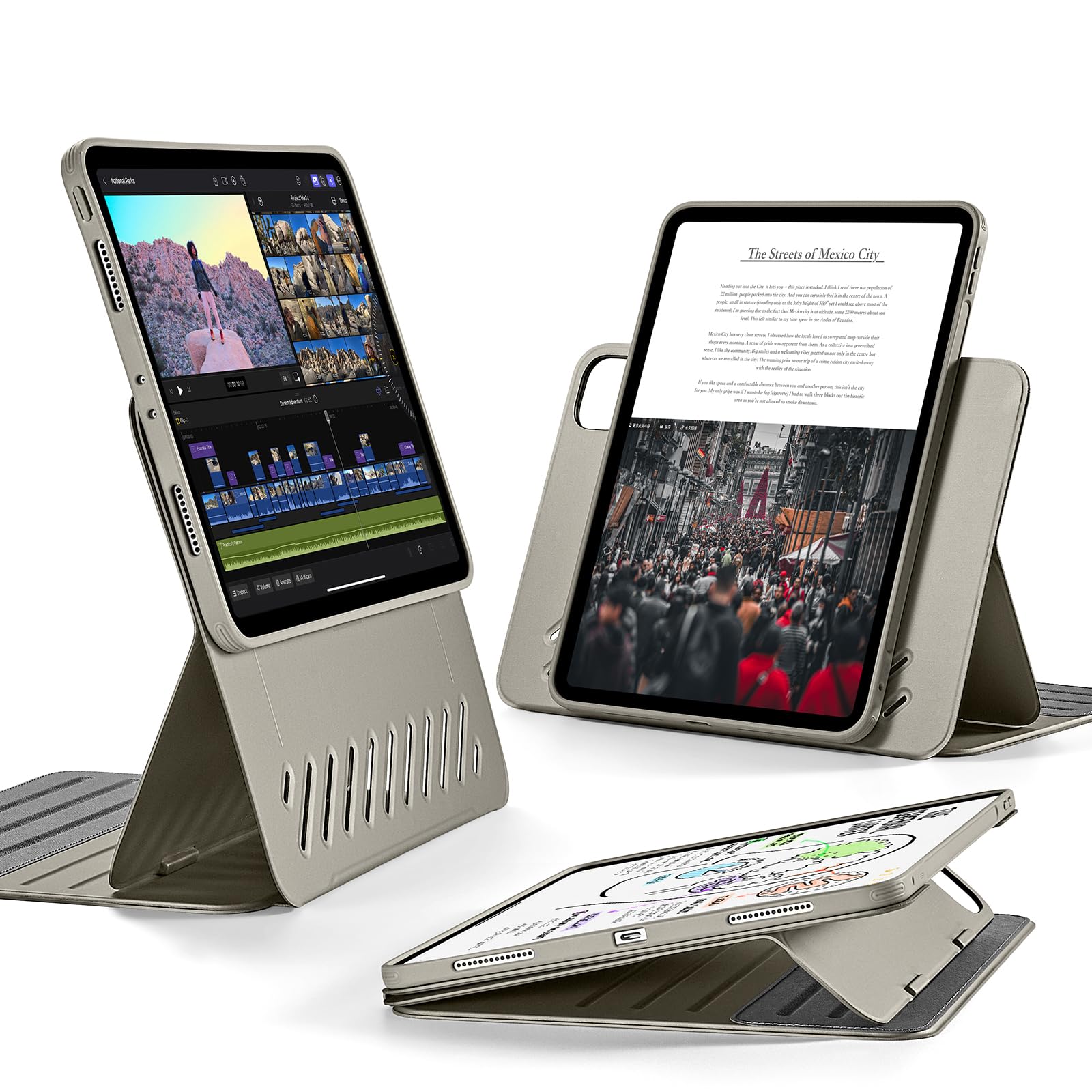 ESR for iPad Pro 12.9 Case (6th/5th Generation, 2022/2021), Removable Magnetic Cover, Adjustable Portrait/Landscape Stand with Raised Display View, 9 Standing Angles, Shift Series, Black