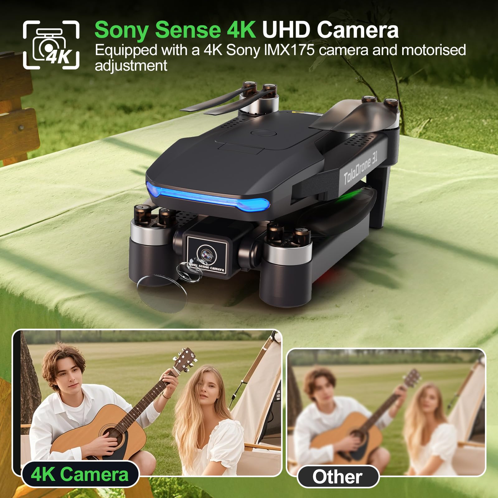 Toladrone TD31LCD Drone with LCD Screen, Digital Image Transmission, Drone with Camera Brushless Motor Drones for Beginners, Foldable RC Quadcopter for Adults