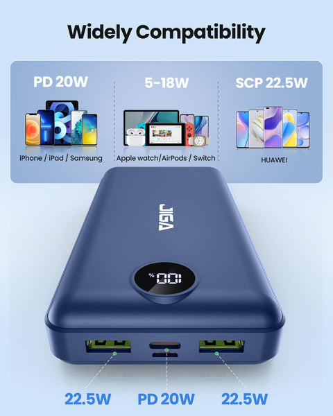 Power Bank 27000mAh Fast Charging PD 20W Portable Charger, Mobile Phone Battery High Capacity Compatible for Smartphones