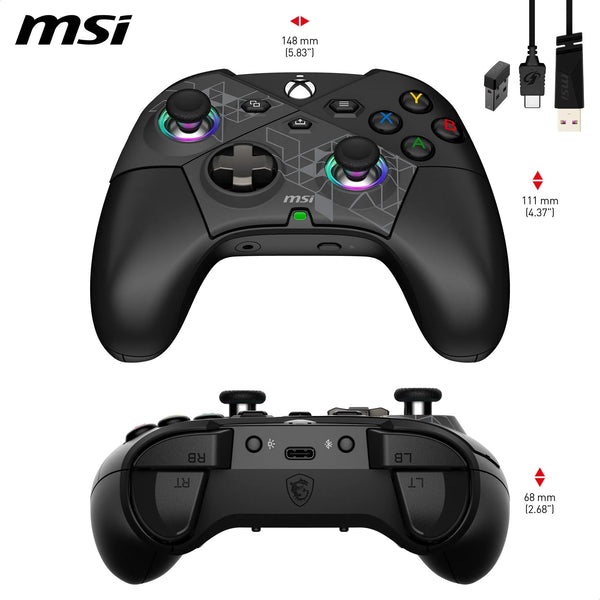 MSI FORCE GC20 V2 WHITE Wired PC Gamepad Controller - Interchangeable D-Pad Covers, Dual Vibration Motors, USB 2.0 - Wired
