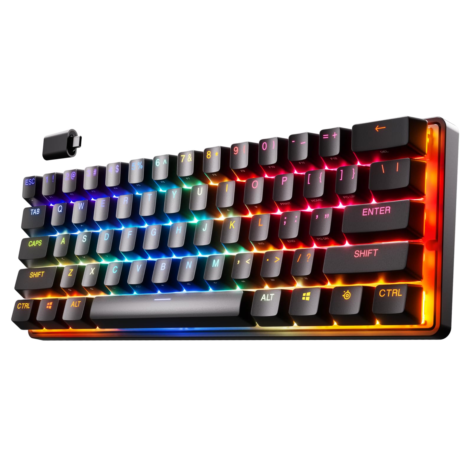 SteelSeries Apex Pro Mini Wireless - HyperMagnetic Gaming Keyboard - World's Fastest Keyboard - Compact 60% Form Factor - Adjustable Actuation - RGB - 2.4GHz/Bluetooth - USB-C - English QWERTY Layout